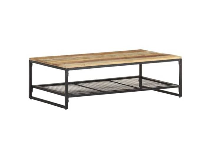 HEFZGDB Couchtisch 110x60x35 cm aus recyceltem Massivholz mit Regal und pulverbeschichteten Eisenbeinen für rustikales Interieur