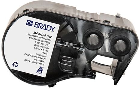 Brady M4C-125-342 fita de tubo termorretrátil preto sobre amarelo 6,00 mm x 2,13 m