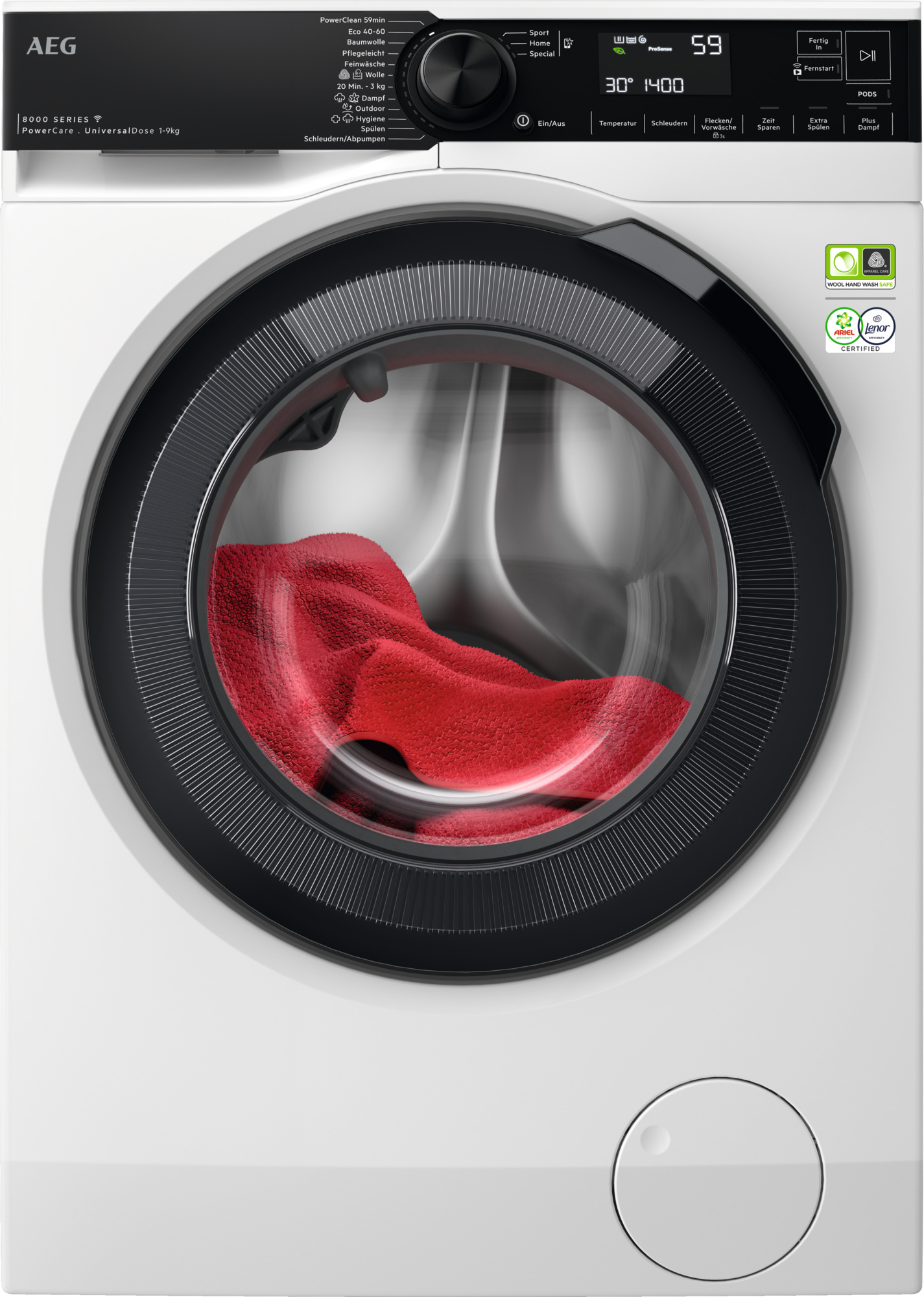 AEG 8000 PowerCare / UniversalDose WiFi / 9 kg LR8E75490 Weiß