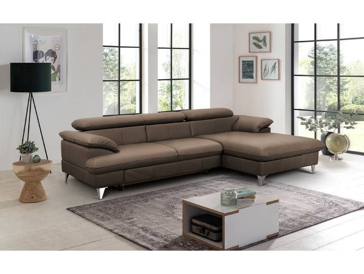 COTTA Ecksofa David Echtleder, Echtleder mit Schlaffunktion & Bettkasten