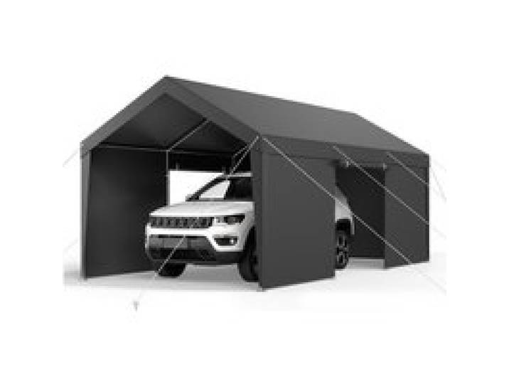 VEVOR Carport, 3,05x6,09x2,87 m Autoüberdachung, Zeltgarage mit abnehmbaren Seitenwänden & Tür, Garagenzelt Autounterstand, Autoüberdachung, UV-beständig, Ganzjahresschutz für Auto & Boot, grau