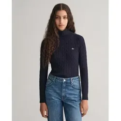 Gant für Damen. 4800102 Achter-Strickpullover mit Schwanenhals aus Stretch-Baumwolle in Navy (S), Lässig, Marine