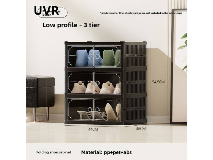 Meuble à chaussures UVR multi-niveaux intégré, boîte de rangement pour chaussures, étagère à collations en plastique pour chambre à coucher, boîte à chaussures pliable, mobilier