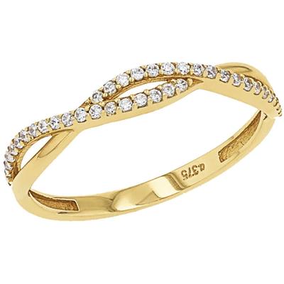 Fingerring AMOR "2036754/-55/-56/-57/-77" Gr. 52, gold (gelbgoldfarben, kristallweiß), Fingerringe, Damen, 52, Gelbgold 375, 1,1mm, Fingerring, mit Zirkonia (synth.)