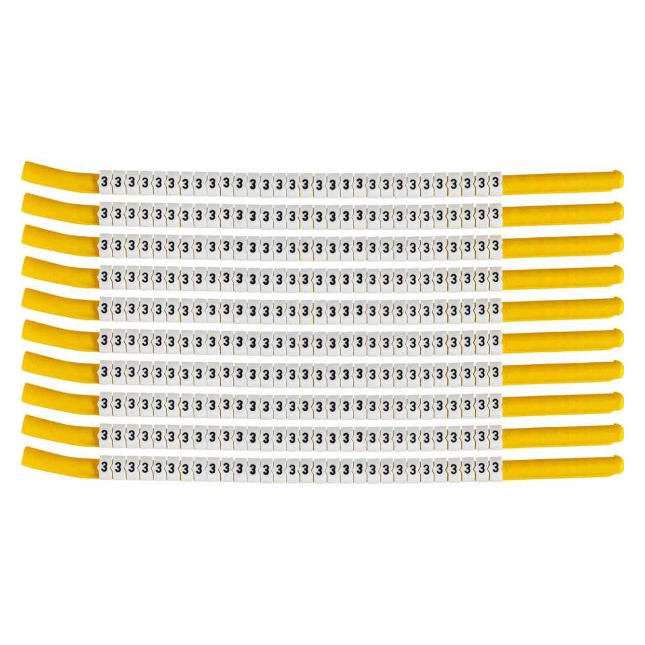Brady SCN-18-3, Clipsleeve Drahtmarkierer, Beschriftung "" 3 "", für Kabeldurchmesser von 4,7 (133303)
