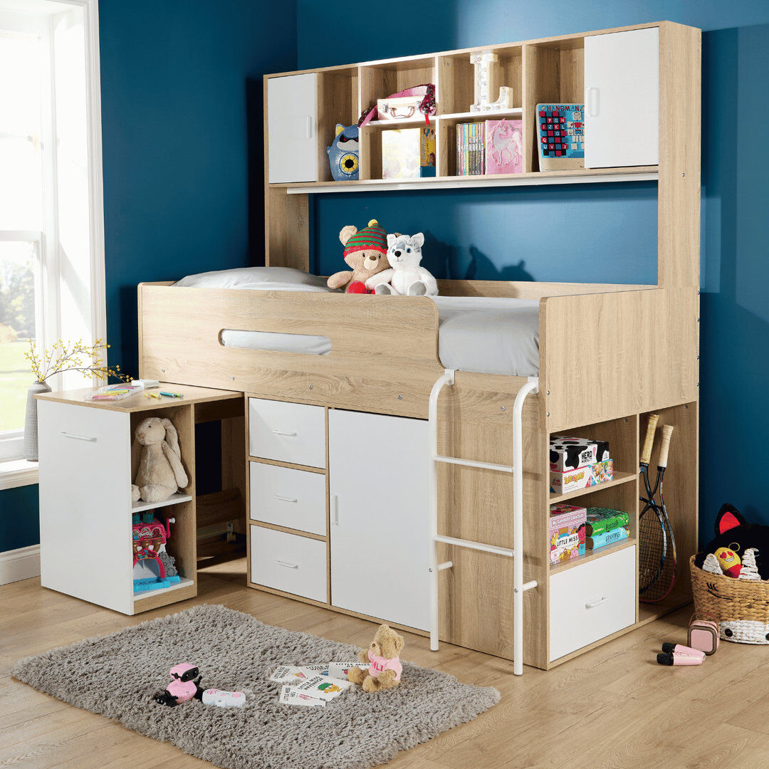 Isabelle & Max Single (3') Storage Kids Bed with Desk White