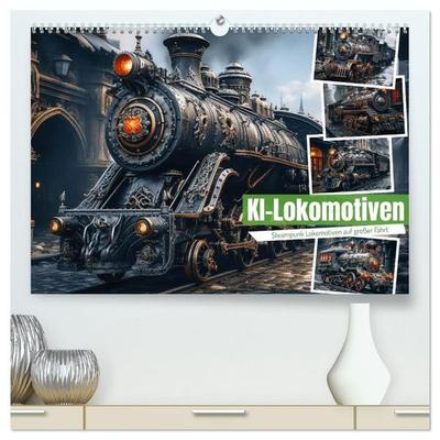 KI-Lokomotiven (hochwertiger Premium Wandkalender 2027 DIN A2 quer), Kunstdruck in Hochglanz