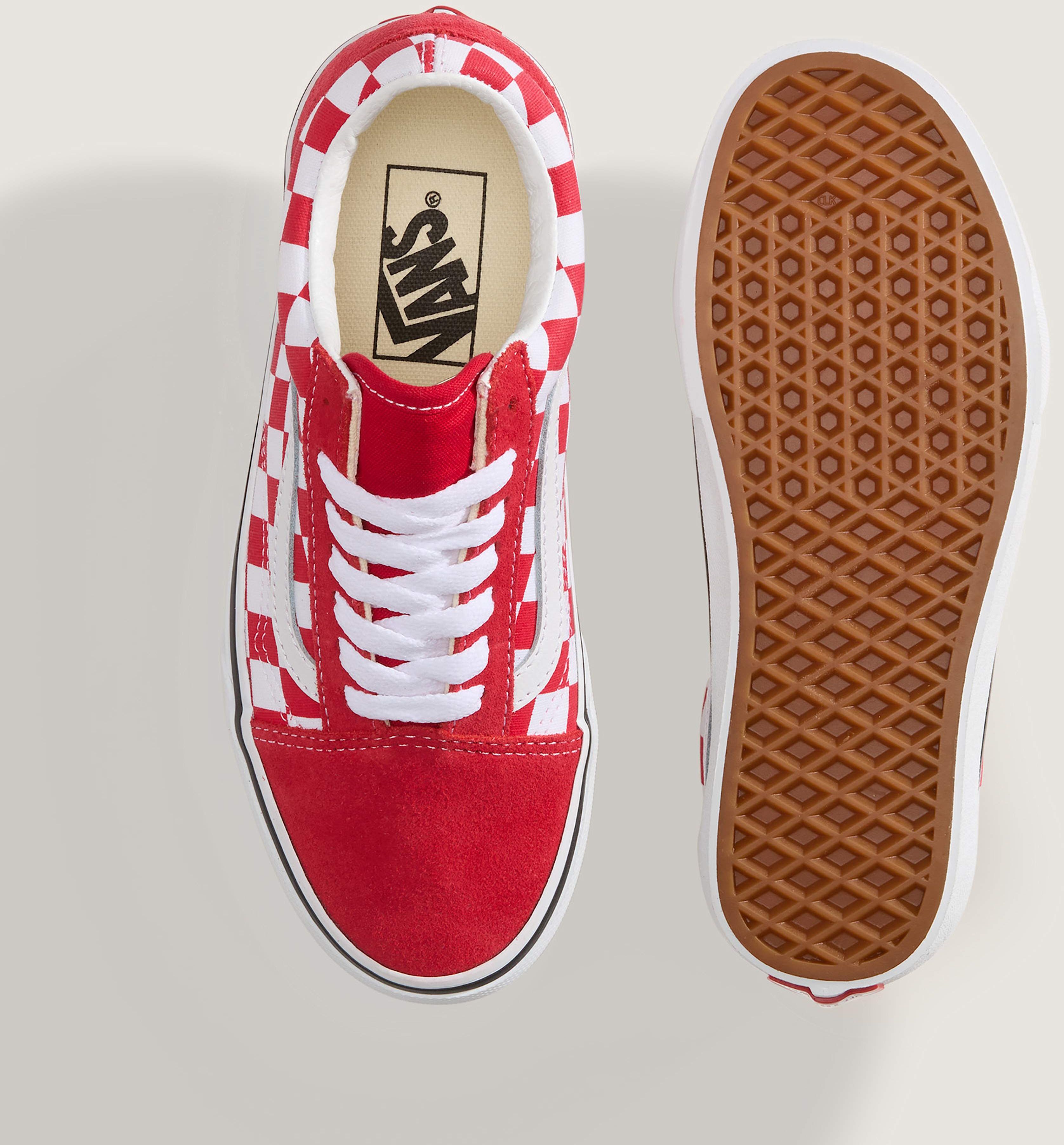 Sneaker VANS "Old Skool", Jungen, Gr. 39, rot (izq, color theory checkerboard racing rot), Leder, Schuhe Sneaker, für Kinder und Jugendliche izq, color theory checkerboard racing rot 39