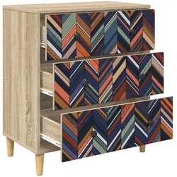 vidaXL, Kommode + Sideboard, Kommode OMMEN Geometrischer Druck 66 x 36,5 x 75 cm Sonoma (36.50 x 66 x 75 cm)