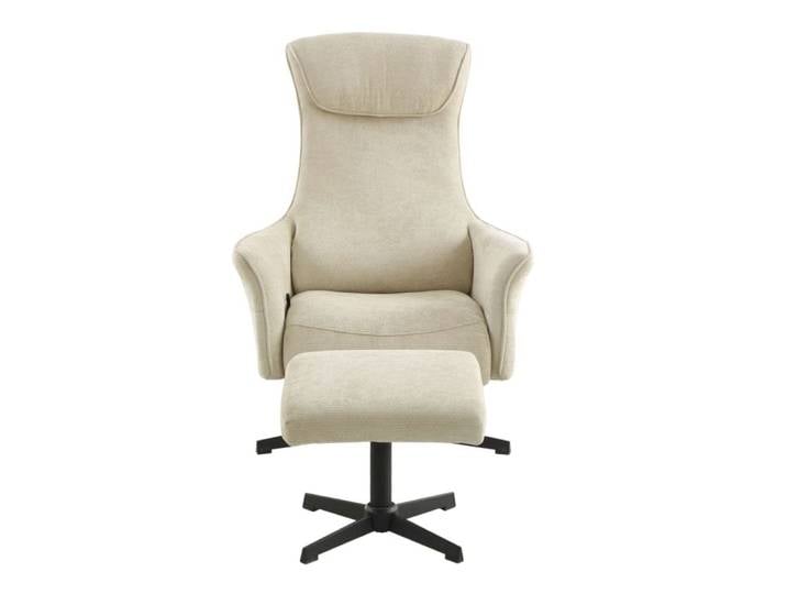 Fauteuil relax manuel rotatif + repose-pieds tissu 1 place beige