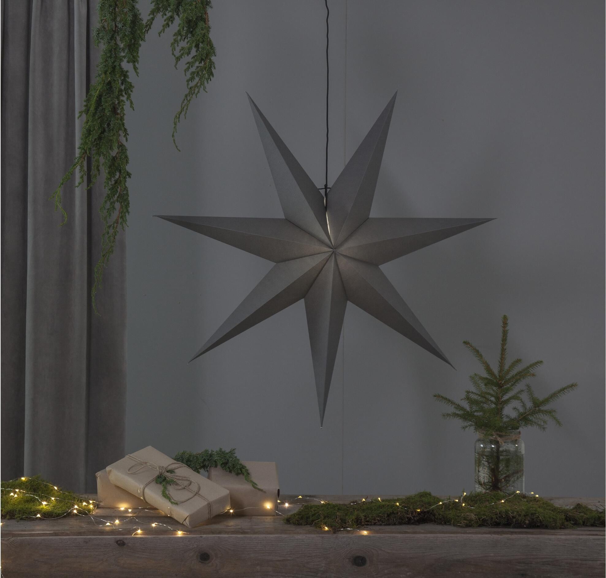 LED Dekolicht "Trading Papierstern Ozen", grau, B:100cm H:100cm T:21cm, PARFORCE TRADITIONAL HUNTING, Leuchten, LED Dekolicht grau H: 100cm