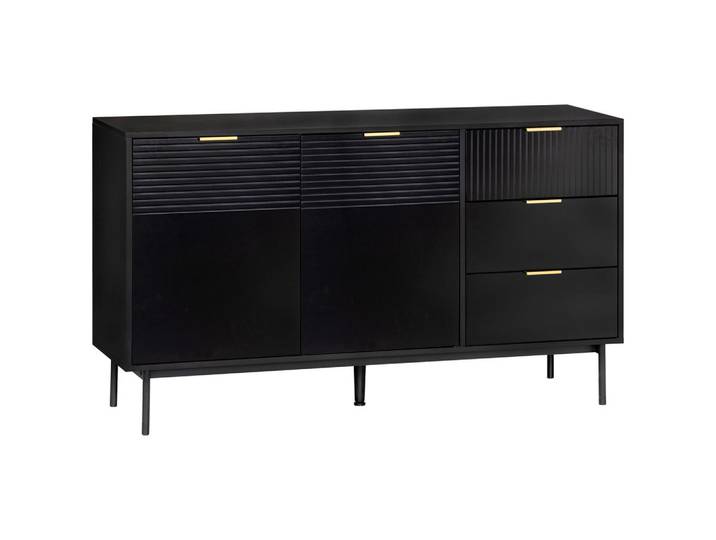 Livetastic Sideboard Dodoma, Schwarz, Metall, 3 Schublade(n) Schubladen, 140x80x40 cm, Kleinmöbel, Kommoden, Sideboards