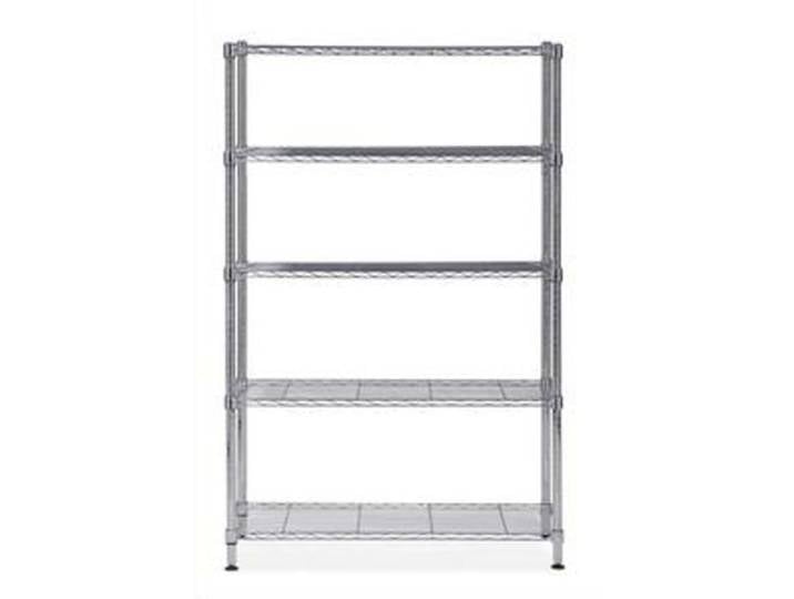 Etagère Mobi en fil métal chromé taille L 5 tablettes charge max 350Kg - Dim L120 x H200 x P35 cm
