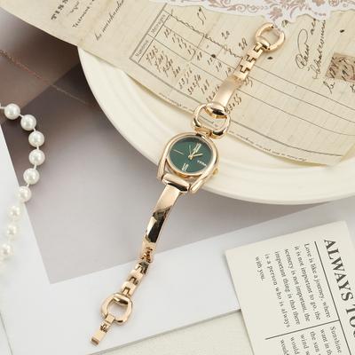 Fusion Finds Luxury Women's Bracelet Watch With Round Dial Elegant Ladies Quartz Watch Metal Dress Wristwatch gold green Dial