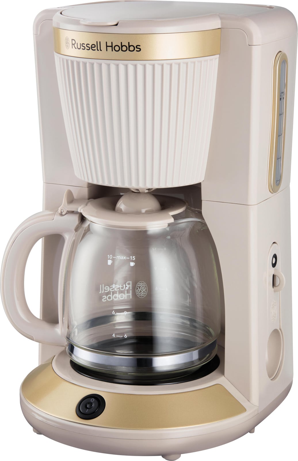 Russell Hobbs Brontë koffiemachine met glazen kan, steengrijs/goud