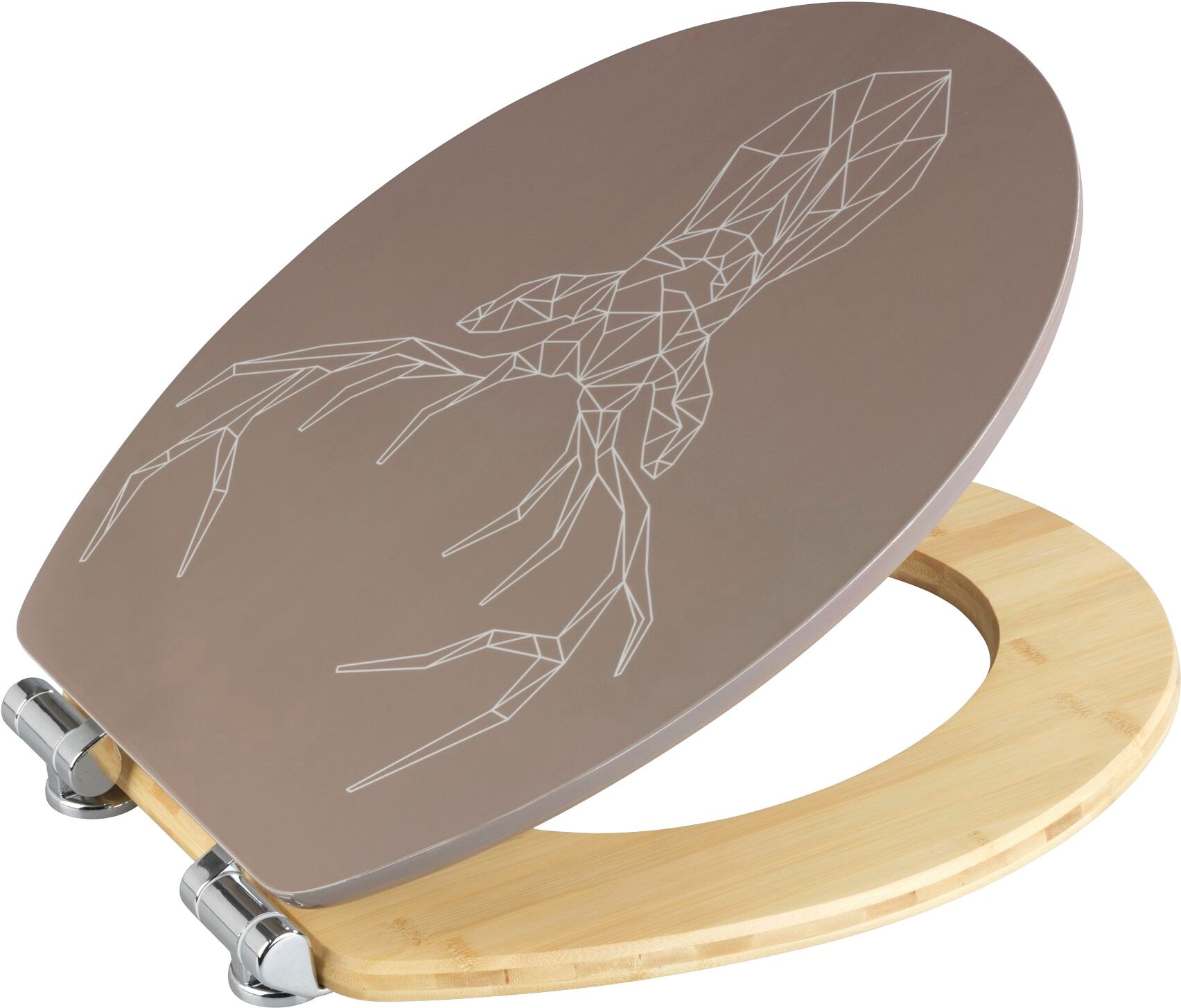 WC-Sitz WENKO "Stag", bunt, B:37,5cm L:44cm, MDF - Mitteldichte Holzfaserplatte, WC-Sitze, WC-Sitz, MDF/Bambus, mit Absenkautomatik