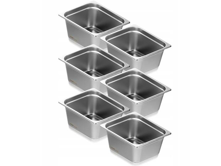 VEVOR 6 X Hotelpannen Gastronormbakken Rvs 1/2 Maat 325x266x148mm