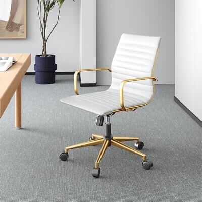 LUXMOD Executive Office Chair Ribbed Adjustable Swivel Home Office Desk Chair