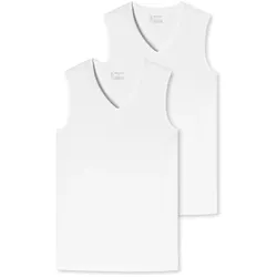 SCHIESSER Herren Tanktops im Pack - Serie "95/5", Vorteilspack, V-Neck, S-XXL Weiß / XL / 4er Pack (2x2P)