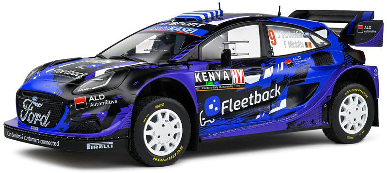 Miniature 1:18 FORD Puma Rally1 hybrid bleu 9 Rallye Kenya 2022 - Solido