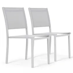 Oviala Business 2er-Set Gartenstühle aus Aluminium und weißem Textilene