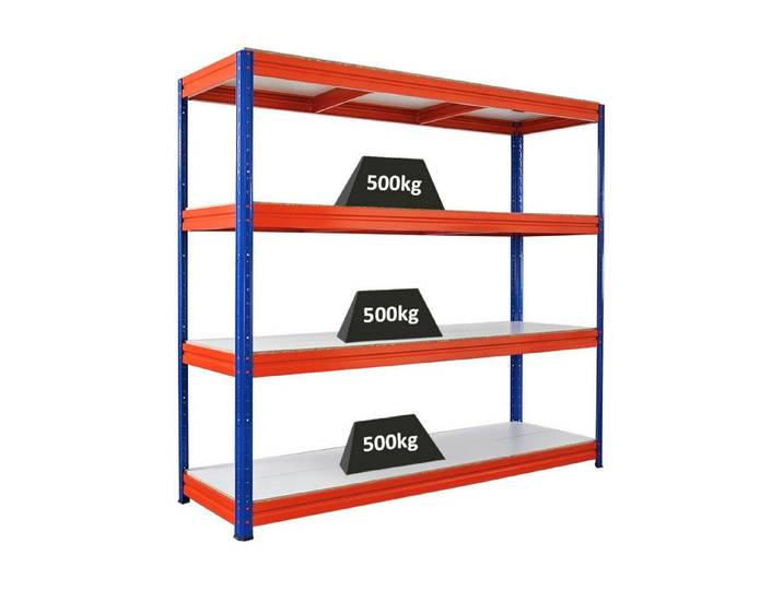 PROREGAL® Schwerlastregal Robustes Steckregal Lastenregal DINO mit 4 stabilen Fachböden, 4 Ebenen Steckmontage ohne Werkzeug hohe Belastbarkeit