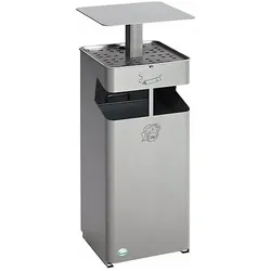 VAR, Aschenbecher, Abfall/Ascher, mit Dach, Volumen 38 l, silber