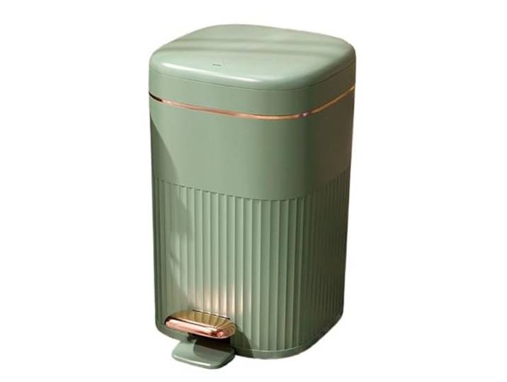 9bbhfJw4R Haushaltsmülleimer Retro-Mülleimer Mit Druckring for Das Wohnzimmer(Green-Gold,L)