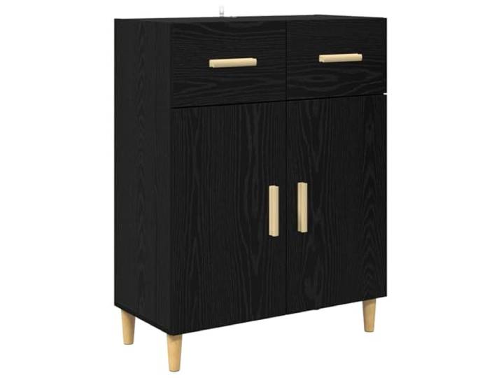 Sideboard Schwarz Eichen-Optik 34 x 69,5 x 89 cm Holzwerkstoff Schubladen und Fächer, bündige Türen, robuste Bauweise, pflegeleicht mit trockenem Tuch, vielseitig im Innenbereich