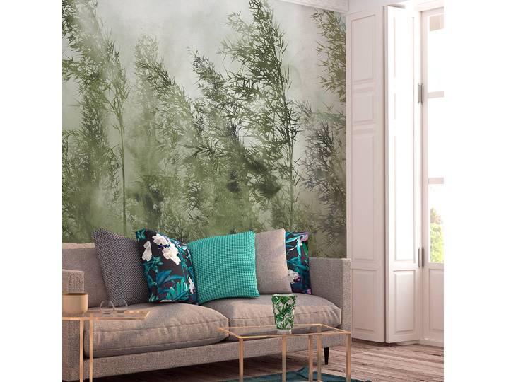 Papier peint intissé Tall Grasses 250 x 175cm Vert foncé / Gris 250 x 175 cm
