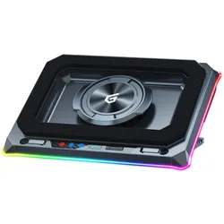 Conceptronic USB-C Laptop-Kühlpad + Handyhalter, RGB, 12V, Notebook Ständer, Schwarz