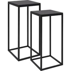 Décoshop26 - Set aus 2 Beistelltischen/Pflanzenständern aus schwarzem Stahl DEC031314 DEC031314