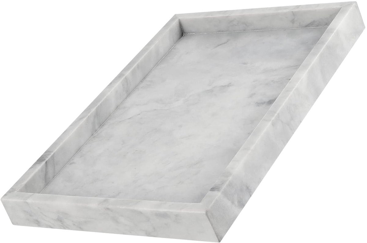 Rechthoekig Marmeren Dienblad - Luxe Opbergplank voor Badkamer, Keuken en Kantoor - B: 30 cm, D: 20 cm