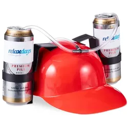 Relaxdays 10 x Party Trinkhelm Rot,Schwarz,Transparent