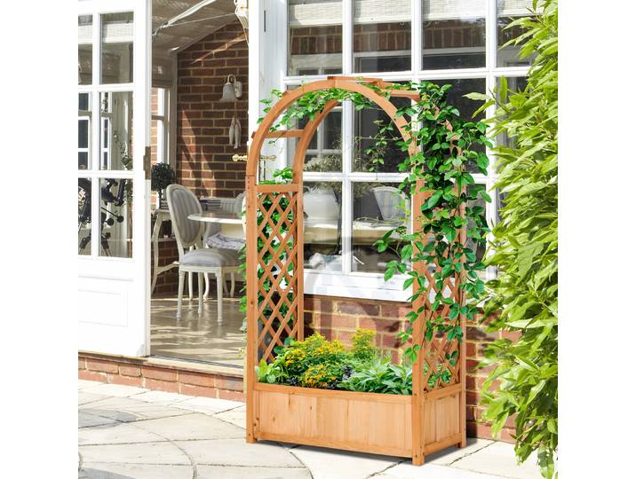 Outsunny Jardinière Treillis Arche Bois Sapin 83x36x152cm