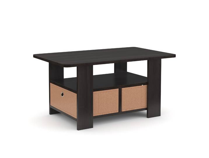 Beistelltisch BERNARDO 80 x 49 x 40 cm dunkelbraun/beige