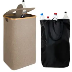 Relaxdays Pfandflaschen Sammelbehälter 100l Beige,Hellbraun
