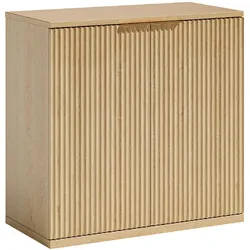 SIDEBOARD in Heller Holzoptik mit Geriffelter Front, Beige