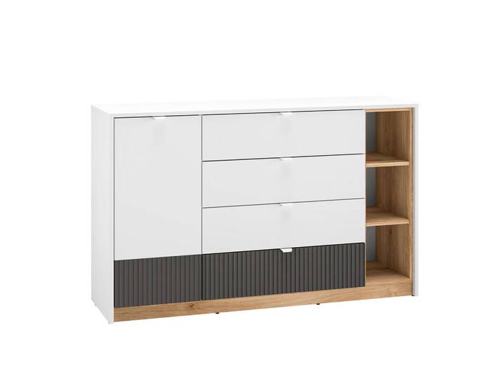 Petits-meubles Sideboard Ronan Weiß, Holzwerkstoff, 4 Schubladen, 138x86x40 cm, Kleinmöbel, Kommoden, Sideboards