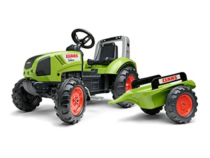 Falk - Traktor mit Pedalen Claas mit Anhänger – ab 3 Jahren Lenkrad mit Hupe – Sitz verstellbar – 1040AB, grün
