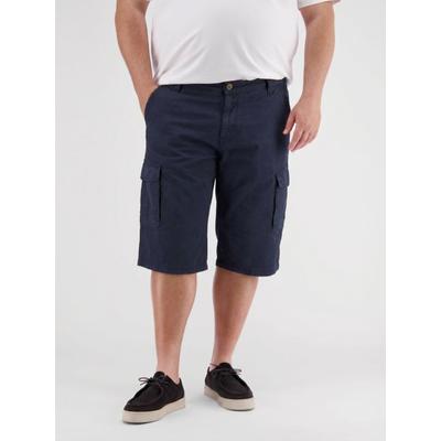 Cargobermudas LERROS "Lang-Bermuda mit Cargotaschen, grosse Größen", Herren, Gr. 44, blau (blau night), 100% Baumwolle, Hosen