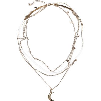 Edelstahlkette URBAN CLASSICS "Urban Classics Unisex Stars Layering Necklace", gold, Halsketten, Herren, onesize, Eisen, Edelstahlkette