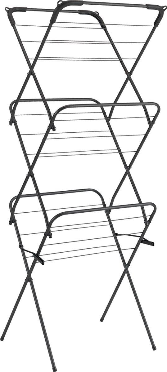 Tomado Metaltex Concerto wasrek, 9,5 meter drooglengte, zwart, met haken voor kledinghangers