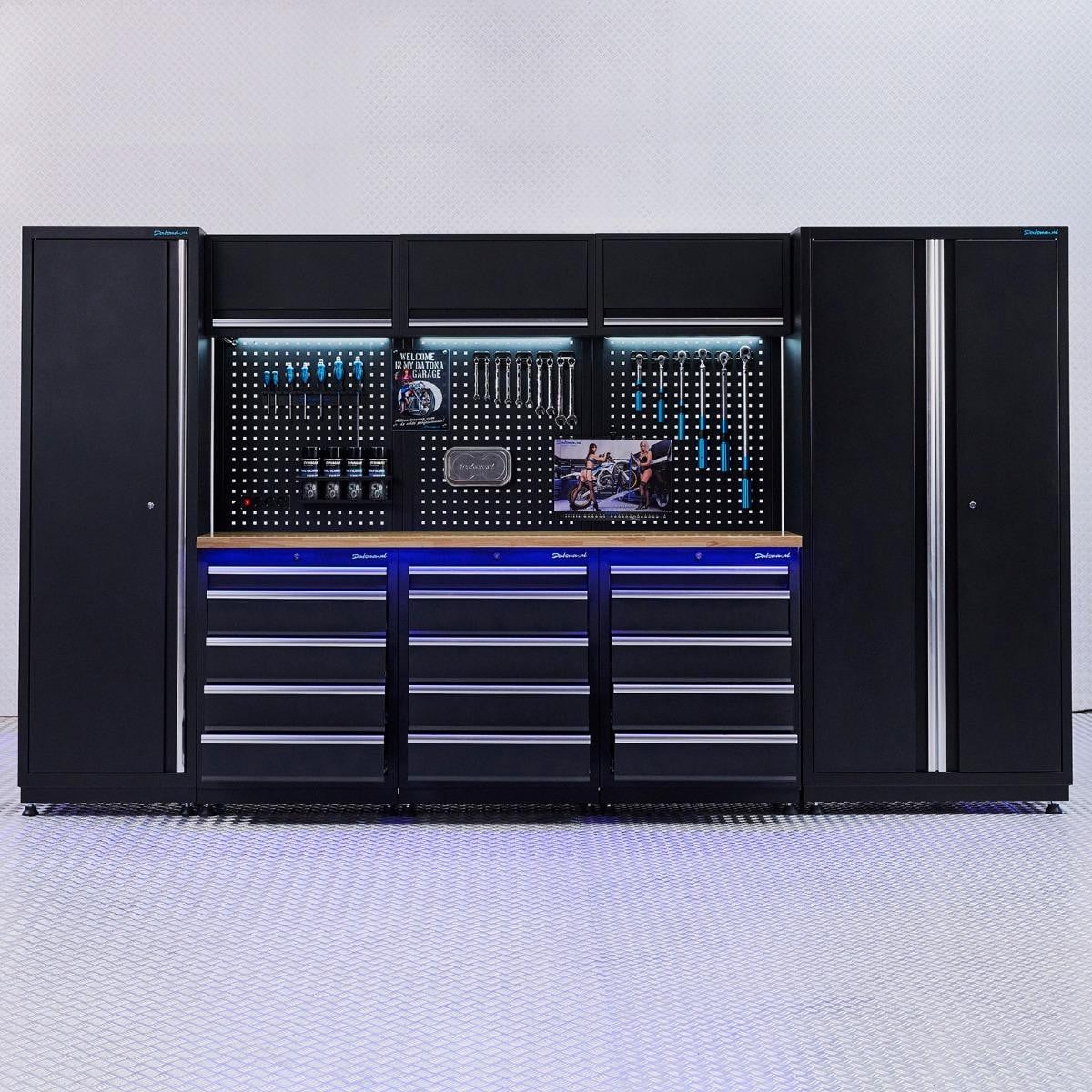 Datona Werkplaatsinrichting PREMIUM eiken - 3 ladekasten - 354 cm