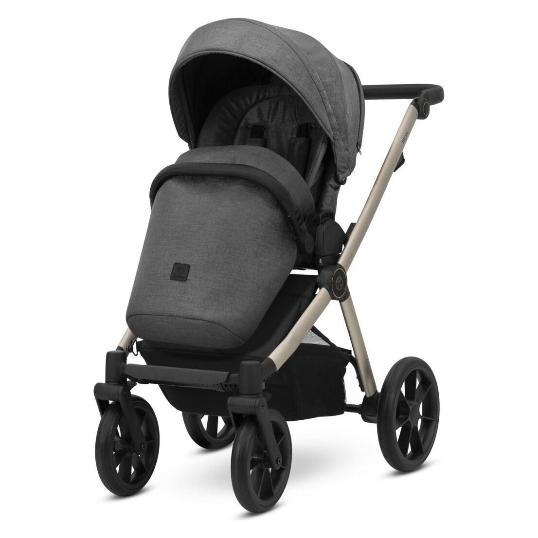 Kunert BRAV 2in1 Kinderwagen in Anthrazit mit Champagner Rahmen und Gelrädern für Komfort und Stil (65280538)