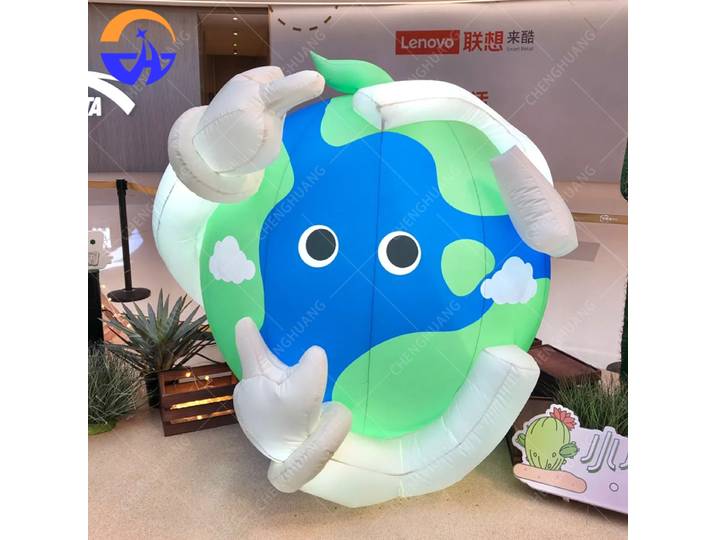 Mascotte de terre écologique de dessin animé gonflable, accessoire gonflable, décor à thème écologique pour centres commerciaux extérieurs, taches scéniques et événements