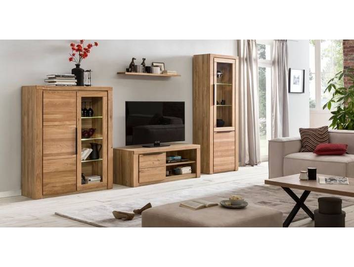 Vitrine Greta Eiche Holz Glasvitrine