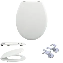 MSV Premium WC Sitz Toilettendeckel Klodeckel MDF Scharniere aus Zink - hochwertige und stabile Qualität – Weiß