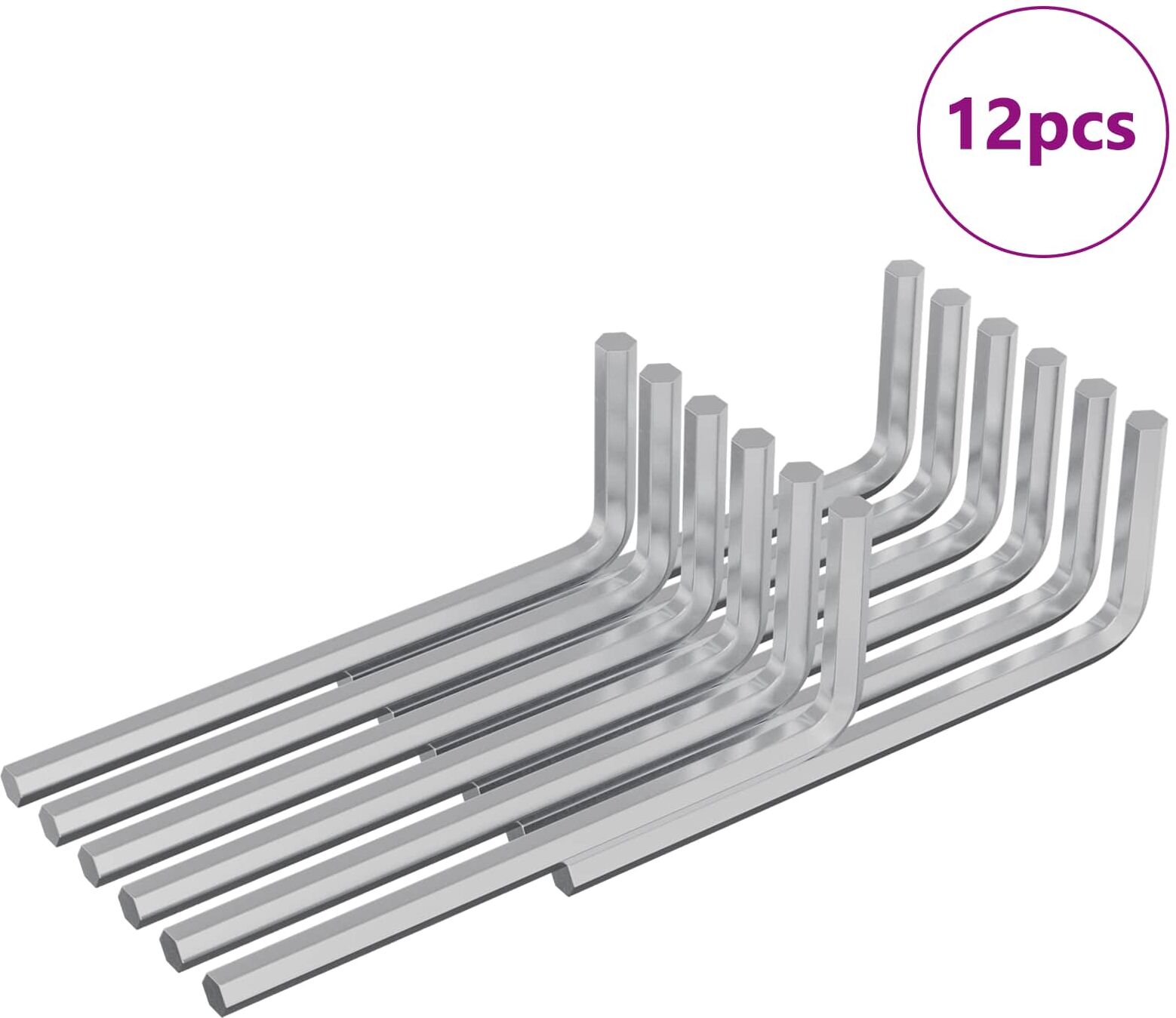 vidaXL Clé hexagonale 12 pièces Argenté 20 x 52 mm Acier