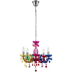 Kronleuchter Hänge Leuchte Decken Pendel Lampe Ess Zimmer Beleuchtung Luster bunt Globo 63118-5